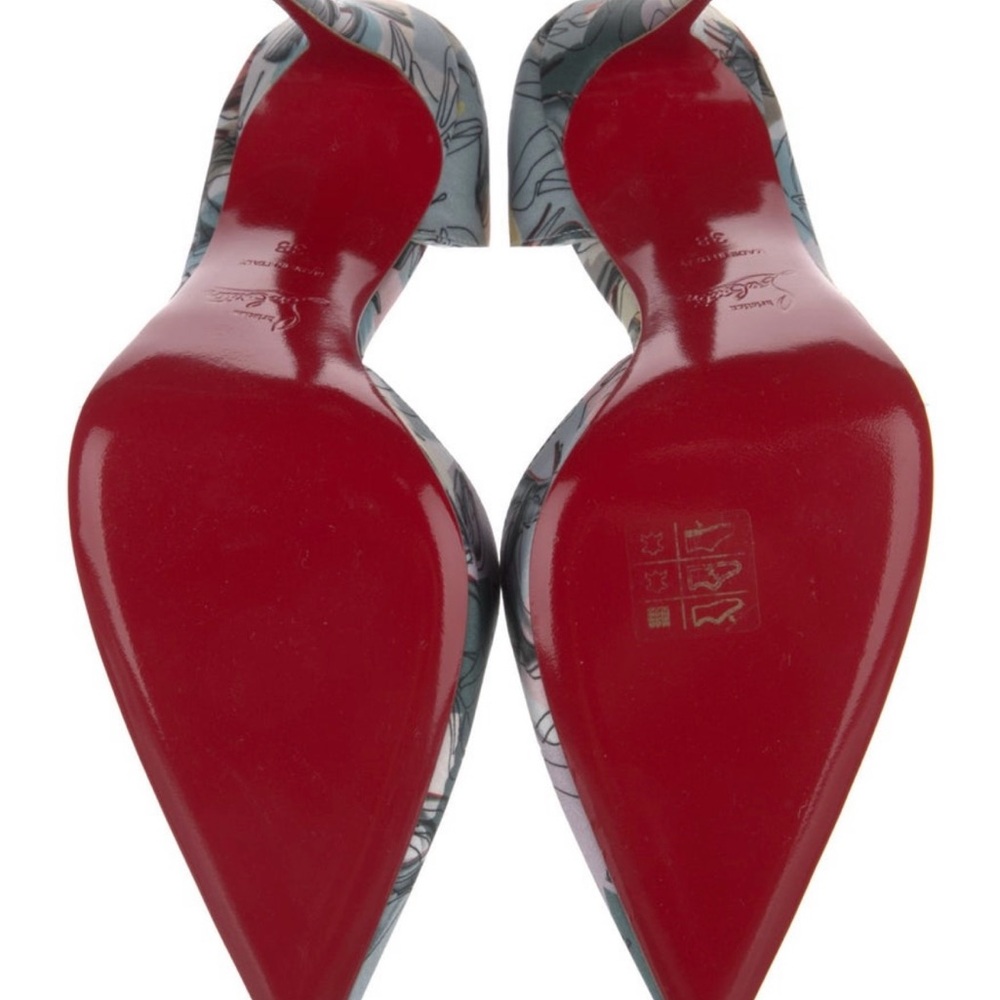 Christian Louboutin Floral Print Heels with Red Soles